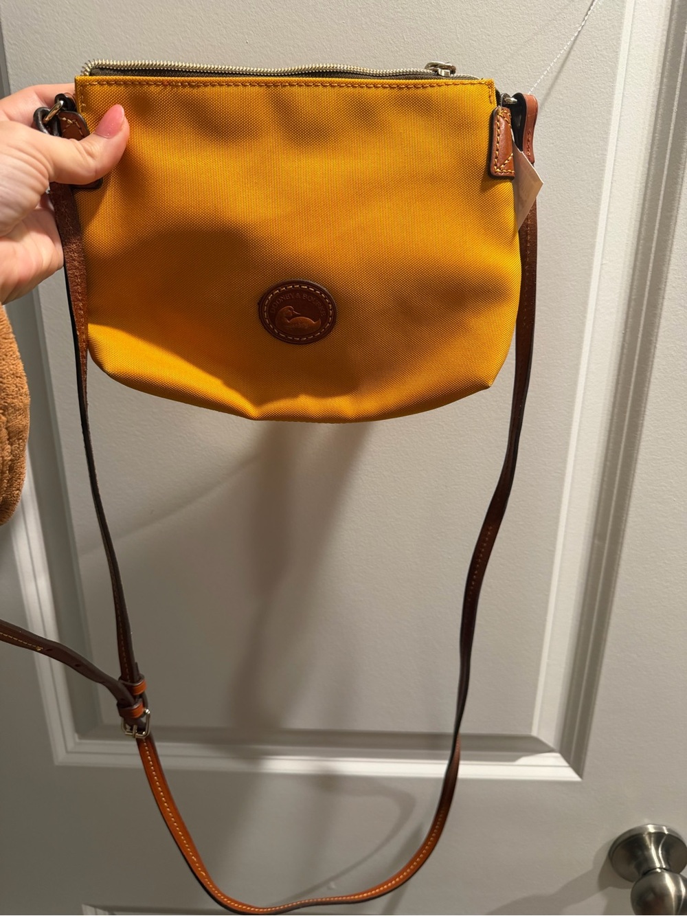 Dooney & Bourke Yellow Crossbody with Brown Leather Trim